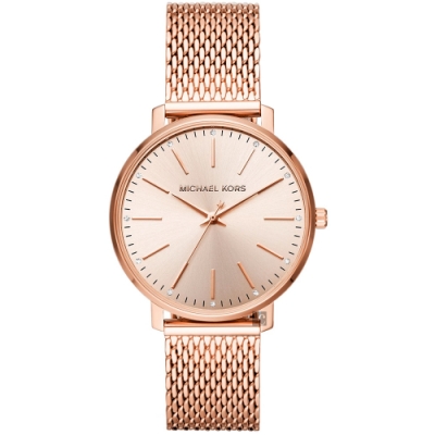 Michael Kors Pyper 紐約時尚女錶 寵愛媽媽 送禮推薦-玫瑰金x米蘭帶/38mm MK4340