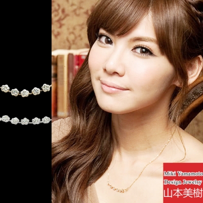 山本美樹 妳的微笑 立體小花奧地利水晶鎖骨鍊(MIT)