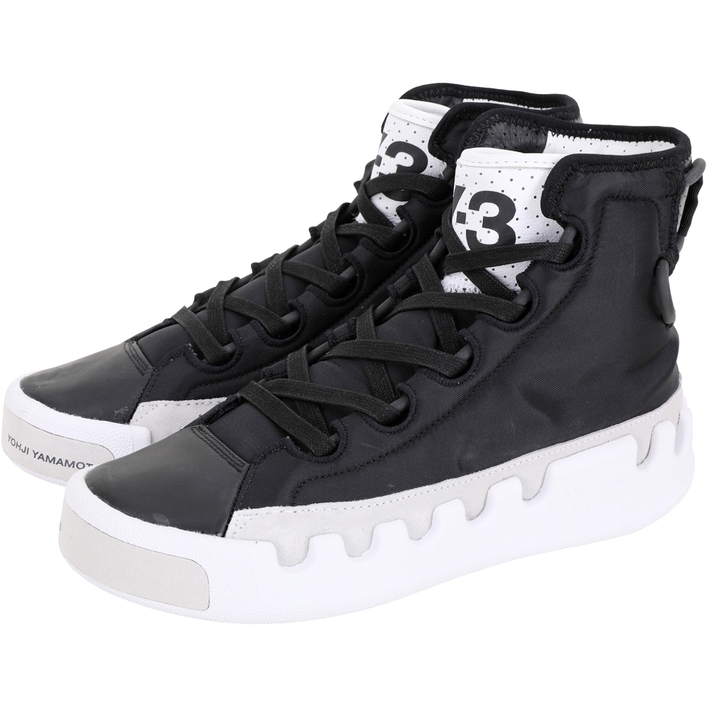Y-3 Kasabaru 鋸齒底輕量尼龍包覆高筒繫帶運動鞋(男款/黑色) 精品