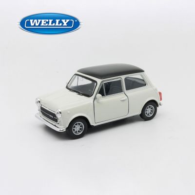 【WELLY 威利】4.75吋 迷你庫柏 MINI Cooper 1300 經典掀背車模型 43609CW(米白色)