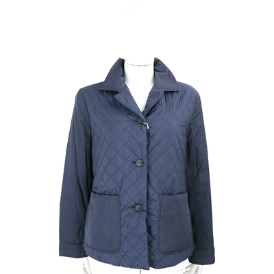 Max Mara-WEEKEND SACCO 菱格絎縫尼龍拼接口袋深藍外套