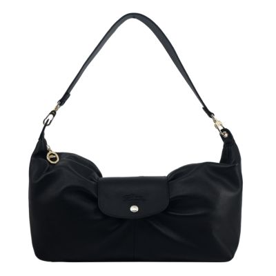 LONGCHAMP LE PLIAGE XTRA系列牛皮抓皺單肩包(黑)