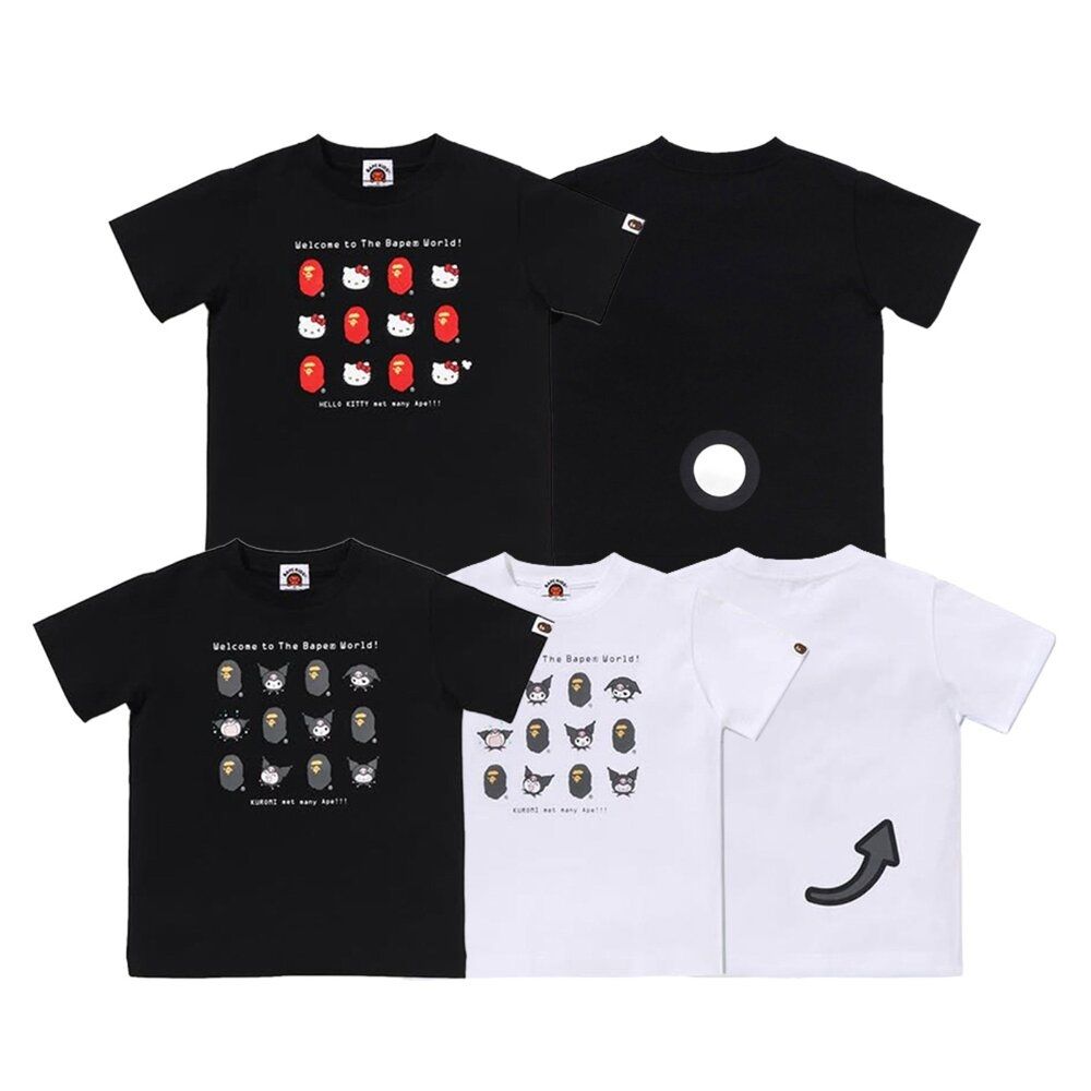 Sanrio x Bape 短T 童裝 酷洛米 12宮格 黑/白 凱蒂貓 黑 1M2331090 (酷洛米 黑色)