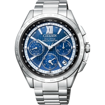 CITIZEN 星辰 光動能鈦GPS衛星對時手錶 開學購物季 送禮首選-藍x銀/43mm CC9010-66L