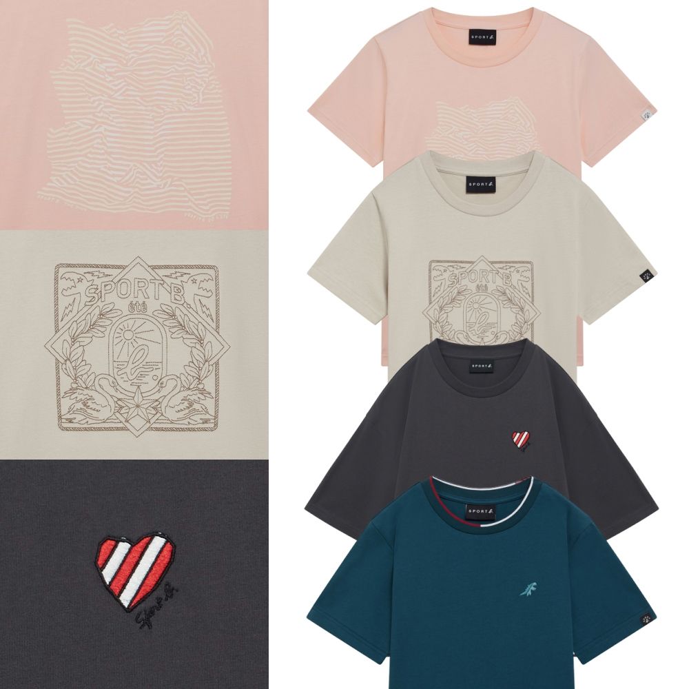 agnes b.Sport b. 女裝 logo刺繡圖案短袖 多款 (恐龍毛巾(粉))