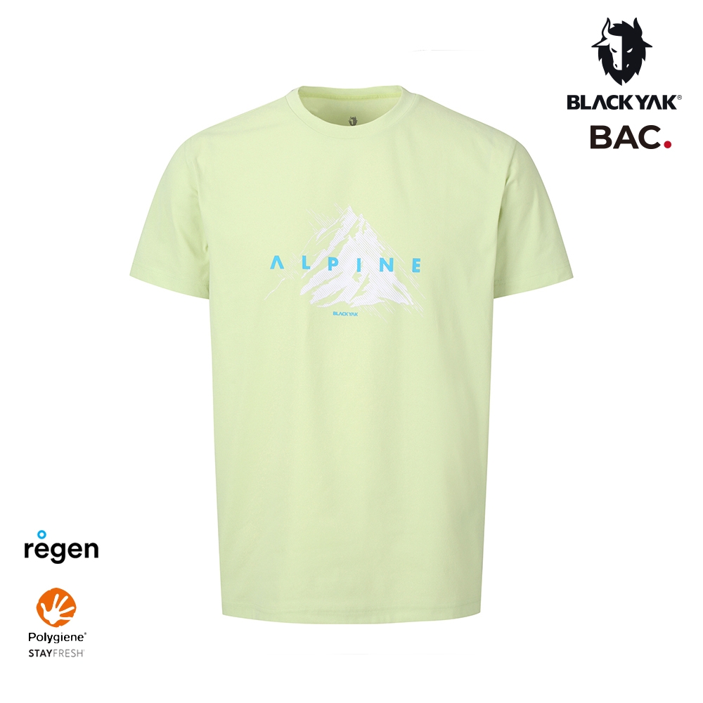 BLACKYAK 韓國 ALPINE圖騰短袖上衣[三色可選] 銀離子 吸濕快乾 涼感 T恤 中性款 BYEB1NC505 (青橄欖)