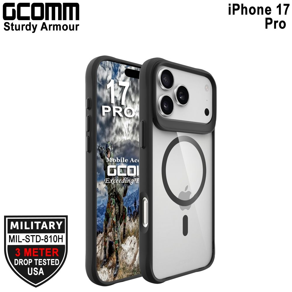 GCOMM iPhone 17 Pro 3米軍規磁吸防摔殼 Sturdy Armour MagSafe 硬石黑