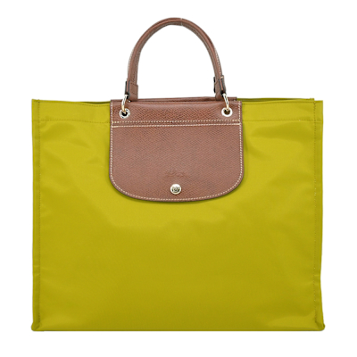LONGCHAMP CABAS LONGCHAMP系列再生尼龍手提包(大/奇異果綠)