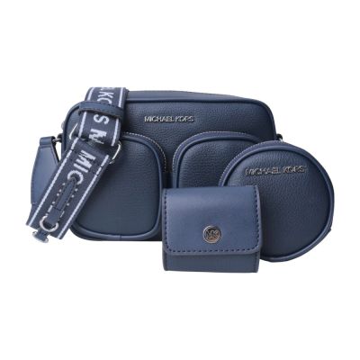MICHAEL KORS 雙口袋附零錢包& i PAD套 斜背包(海軍藍)