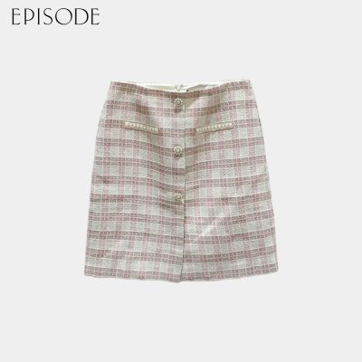 EPISODE - 甜美小香風格紋修身短裙135105（粉）