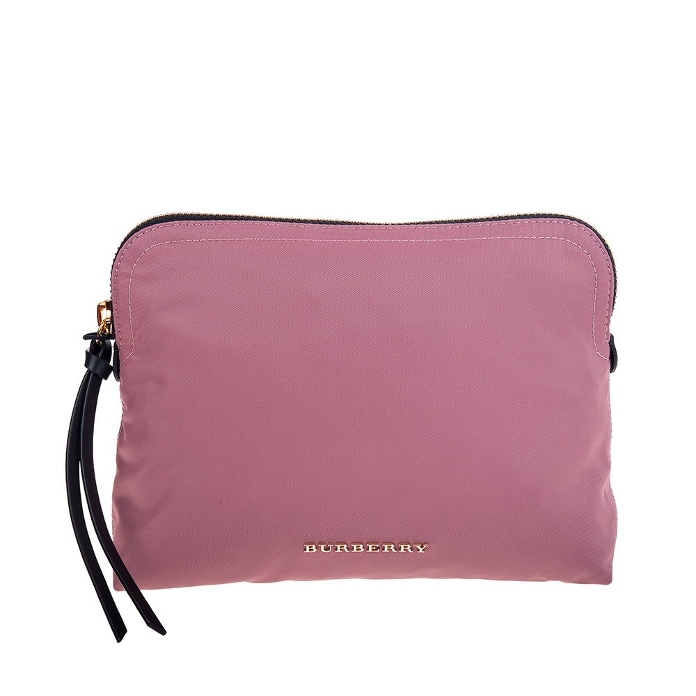 BURBERRY 巴寶莉 經典尼龍帆布金標LOGO旅行萬用包 (粉葵色)