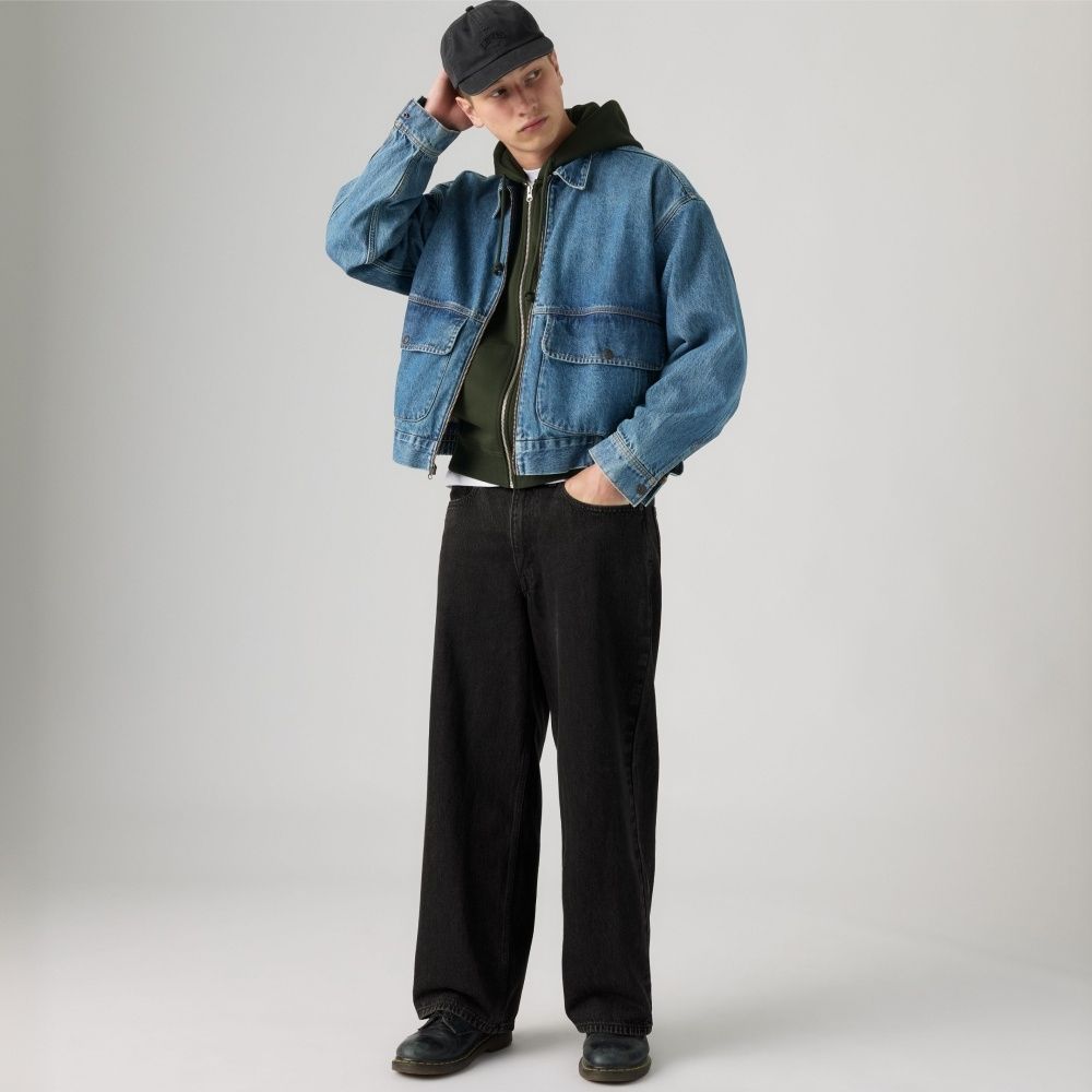 男生牛仔寬褲 baggy 578 多款任選 熱賣單品 (Extra Baggy極寬褲(黑))