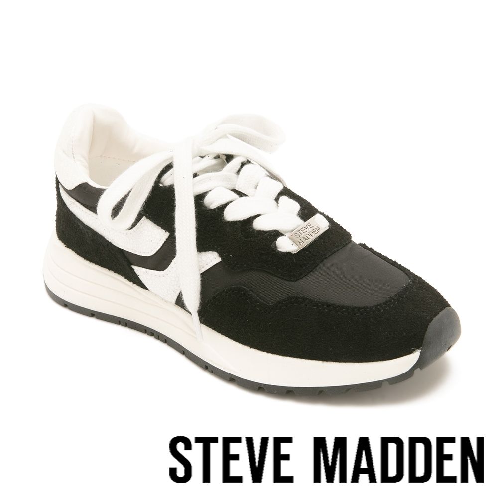 STEVE MADDEN-經典拼接綁帶休閒鞋 BURST-SM-黑色