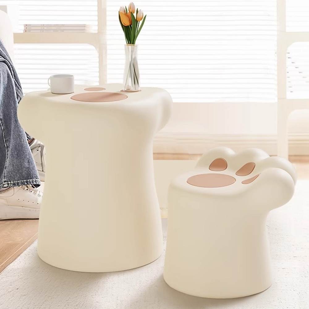 Hyman PluS+ MEOW 法式奶油貓爪造型三色矮凳/椅凳/換鞋凳/置物擺件/居家裝飾(交換禮物/喬遷禮物)