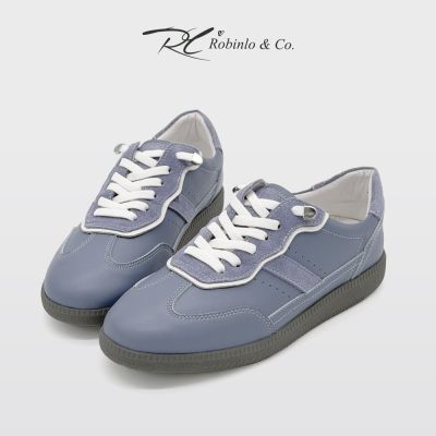Robinlo 復古簡約真皮休閒德訓鞋 SAWYER 靜謐藍