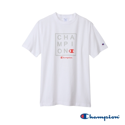 Champion 官方直營-男款 百搭休閒印花字型短袖TEE(白)