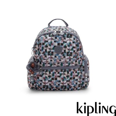 Kipling 彩繪玻璃印花多口袋拉鍊後背包-MATTA