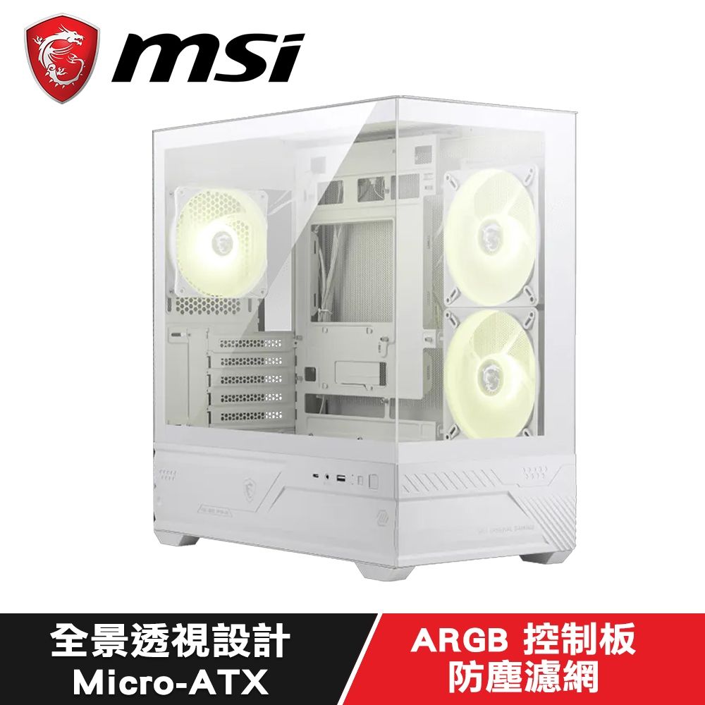 MSI 微星 MAG PANO M110R 白 全景玻璃透側電腦機殼