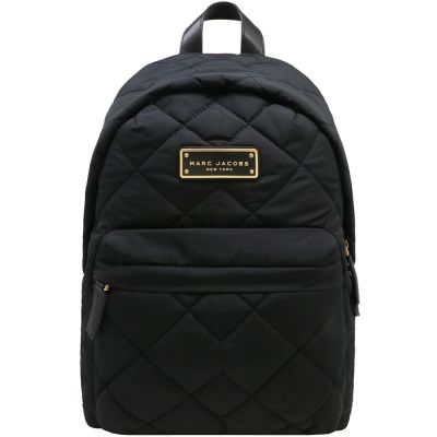 MARC JACOBS 黑色菱格紋尼龍輕量大款後背包