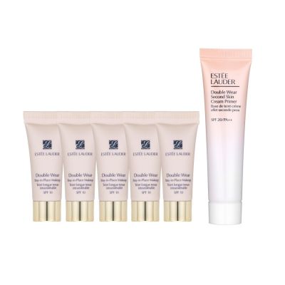 *ESTEE LAUDER雅詩蘭黛 粉持久完美持妝粉底【17#1W1】5ml*5+粉持久天生美肌乖乖乳SPF20 PA++ 15ml*1(公司貨)