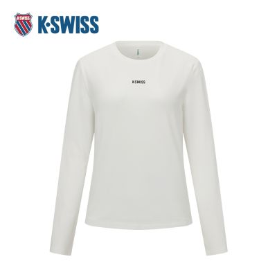 K-SWISS 運動長袖 W SILKY TECH LS TEE 圓領 女款 米白色 1912109-115
