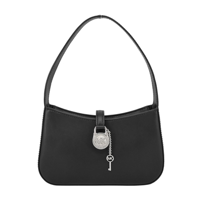 MICHAEL KORS LYRA 平滑皮革鎖頭手提/肩背包-小/黑
