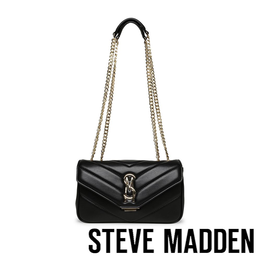 STEVE MADDEN-素面線條壓紋肩背信封包 BMAUREN-黑色