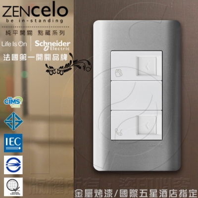 法國Schneider ZENcelo系列 埋入式資訊網路/ 電話插座 銀