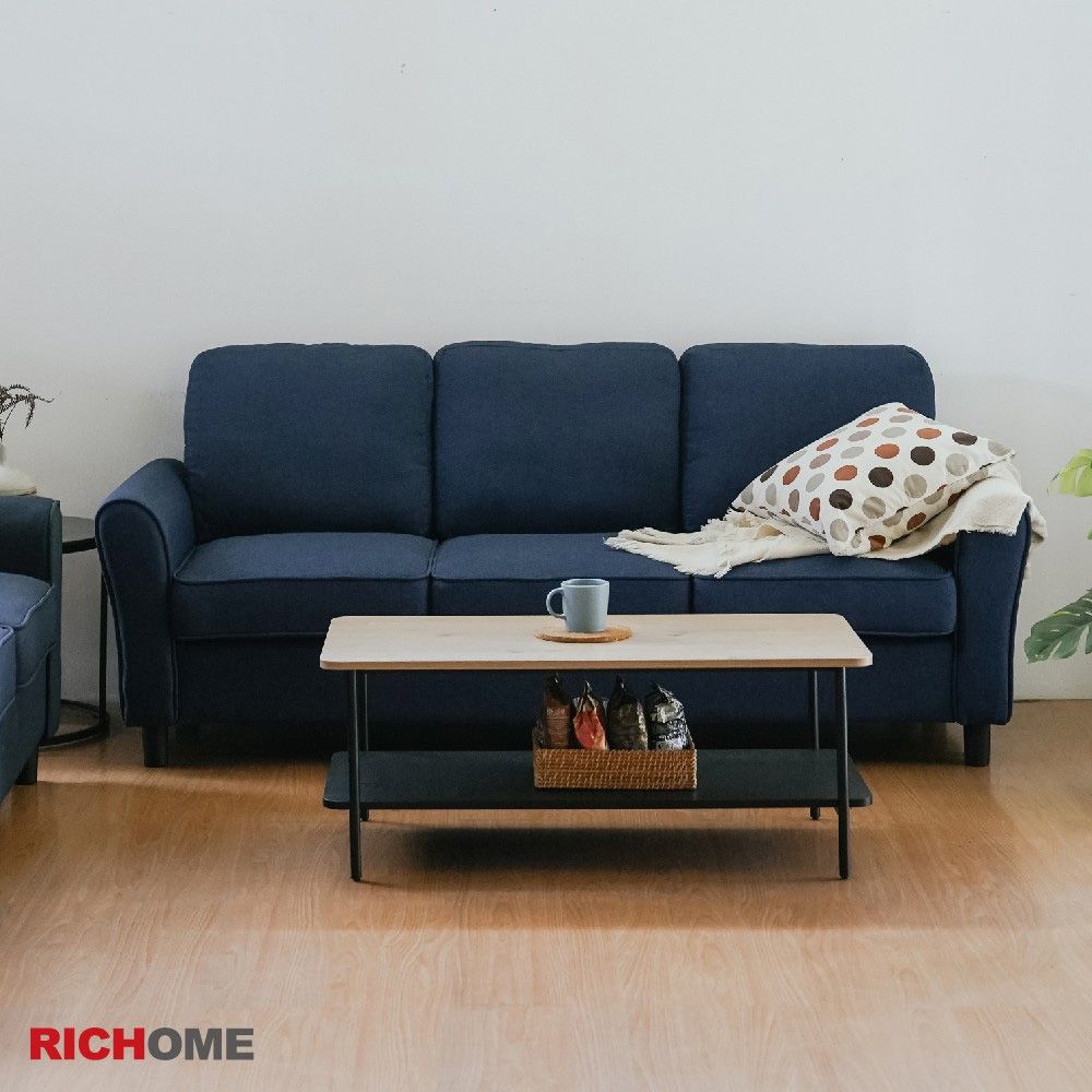【RICHOME】維多利亞三人布沙發(紳士藍)W197xD75xH84CM