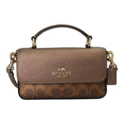 COACH  Josie 防刮拼接皮革兩用小方包(古銅金)mini