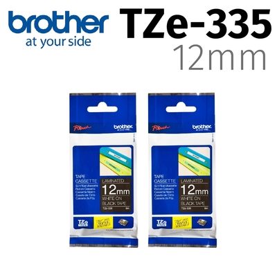 【2入組】brother TZe-335 特殊規格標籤帶 ( 12mm 黑底白字 )