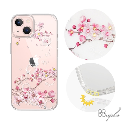 apbs iPhone 13 6.1吋水晶彩鑽防震雙料手機殼-幻夢之櫻