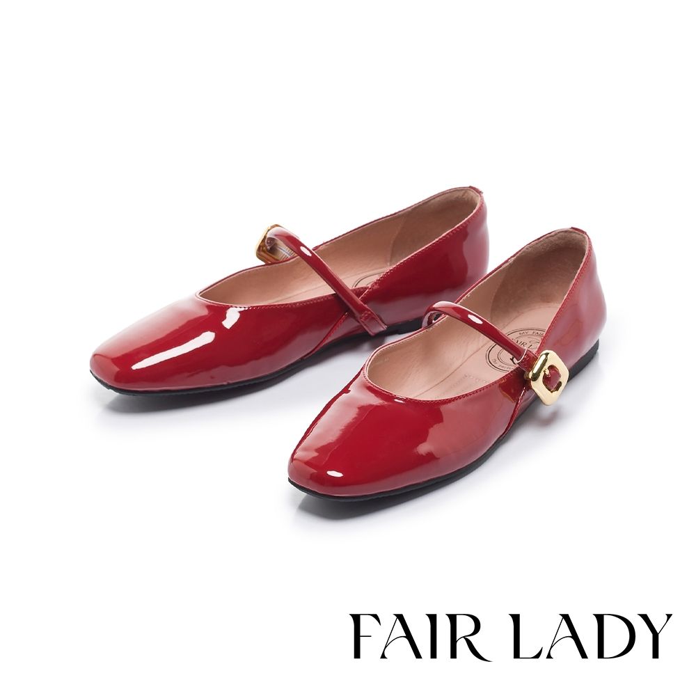 FAIR LADY 細節控必收｜尖頭寬楦・漆皮瑪莉珍・平底娃娃鞋 多款 均一價 (D款-櫻桃)