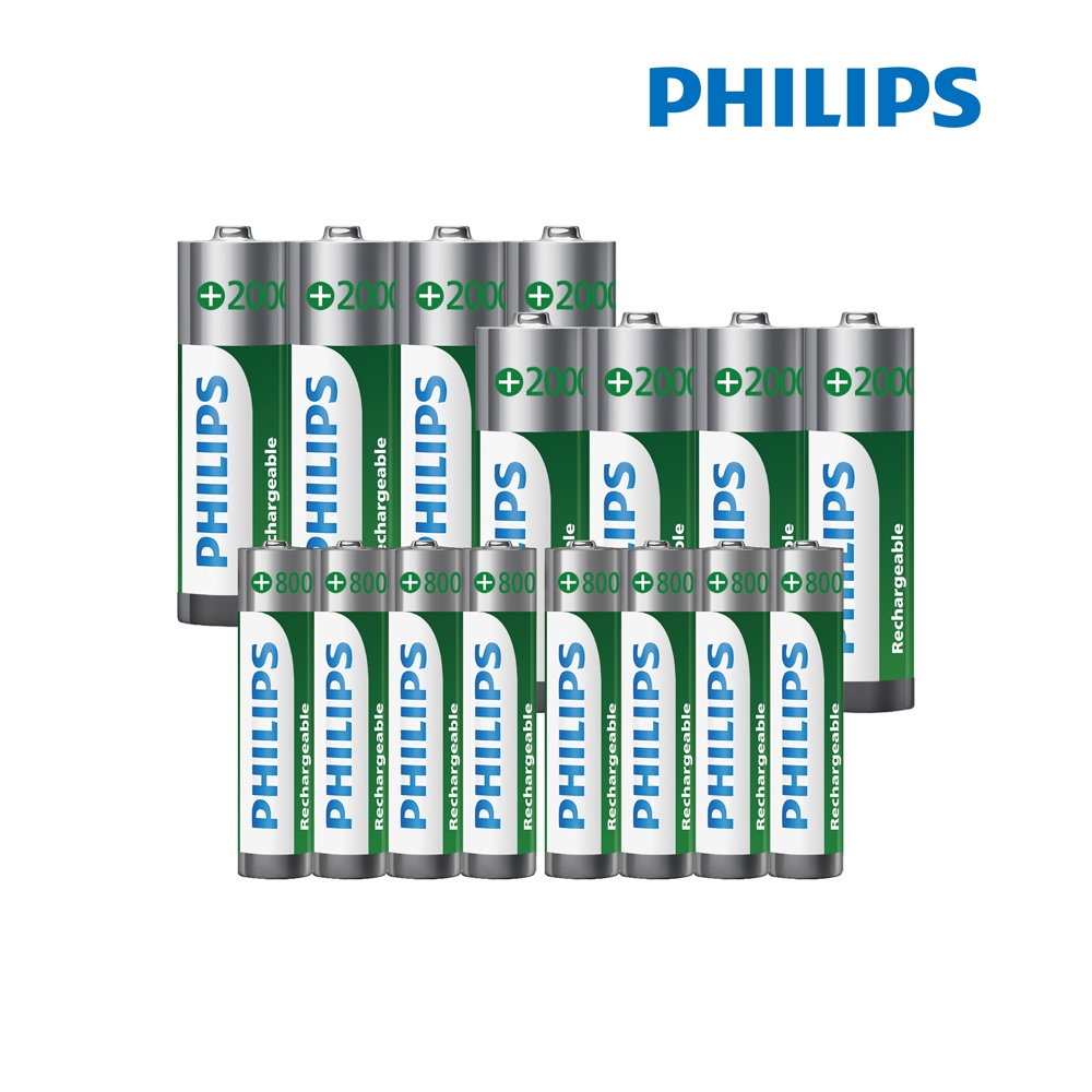 PHILIPS 鎳氫低自放充電電池3號8入 + 4號8入