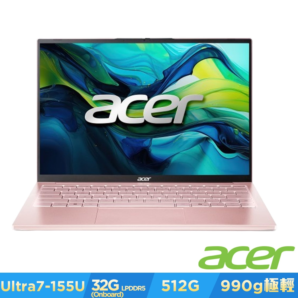 Acer 宏碁 Swift Lite SFL14-54M-71C8 14吋AI輕薄筆電-晨曦粉(CU7-155U/32GB/512GB/Win11)