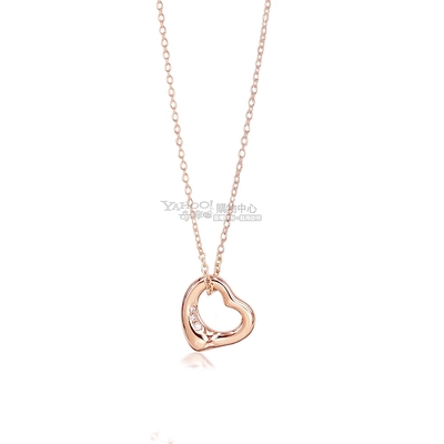 Tiffany&Co. 蒂芙尼 經典愛心鑲3鑽18K玫瑰金項鍊(小)