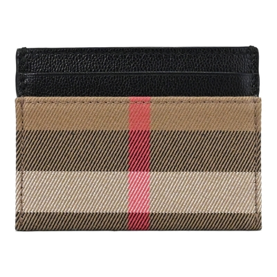 BURBERRY 巴寶莉 SANDON 帆布拼接牛皮卡夾/名片夾(黑邊)