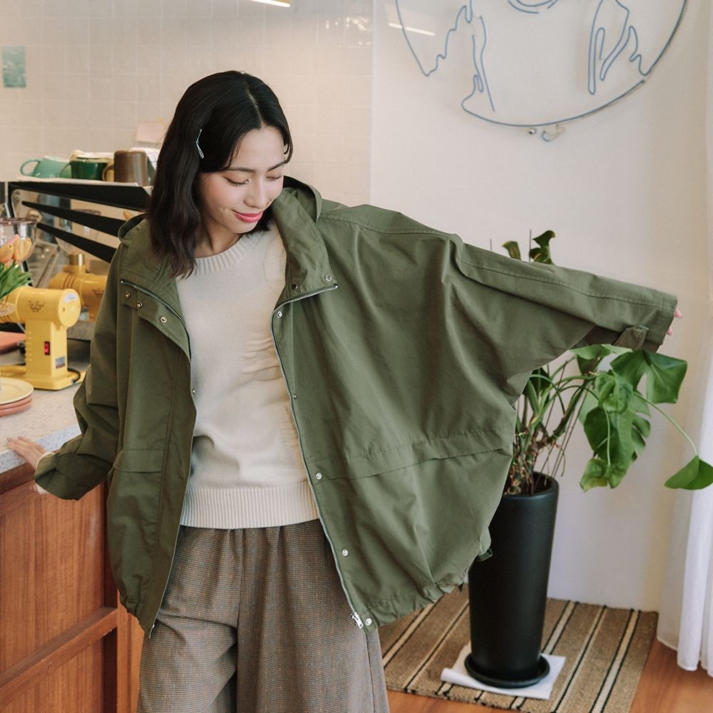 【Dailo】斜紋棉率性寬版外套 藍 黑 綠 駝(魅力商品)