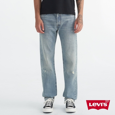 Levis 男款501排釦直筒牛仔褲/ 赤耳/ 精工輕藍染水洗X微磨損細節/ 寒麻