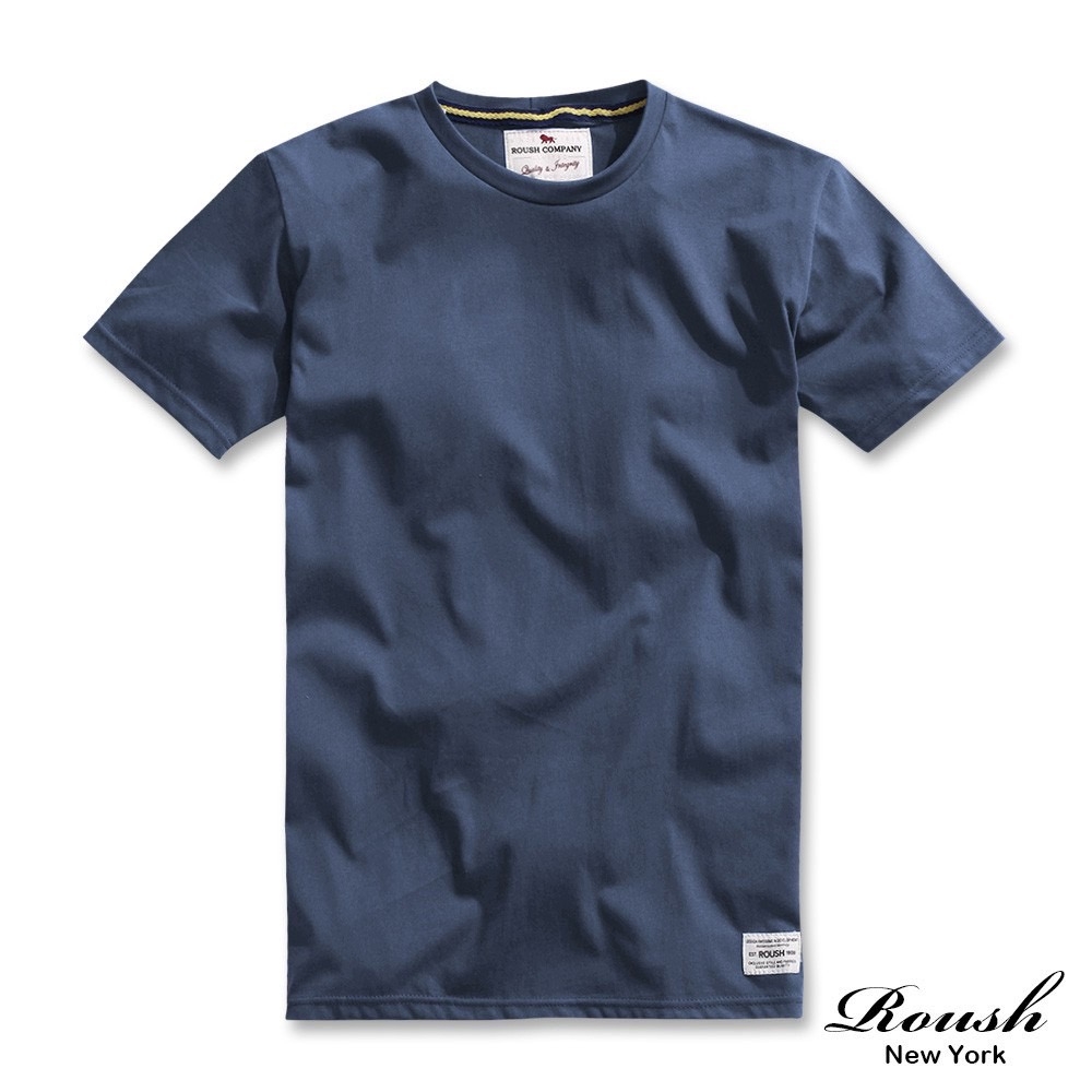 Roush 水洗棉素面圓領短TEE(611002) (灰藍)