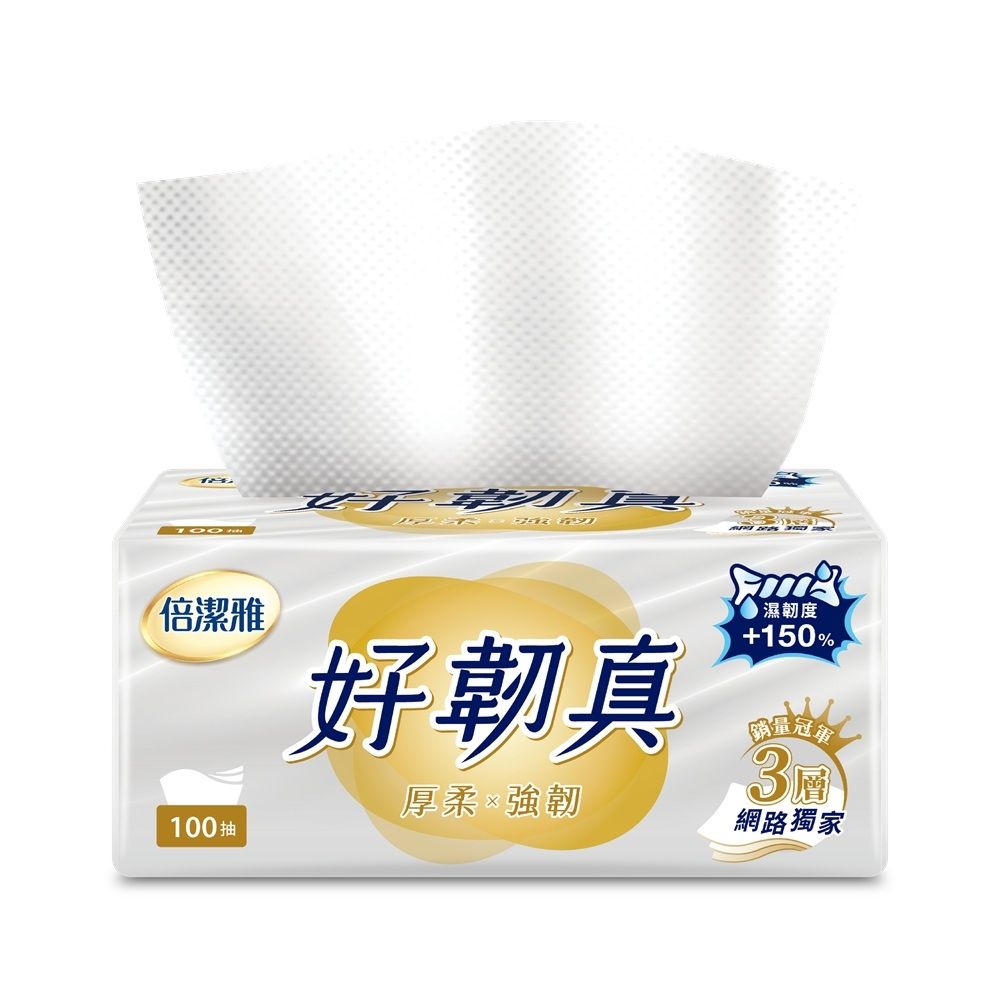 倍潔雅好韌真3層抽取式衛生紙100抽12包/袋-網路獨家版