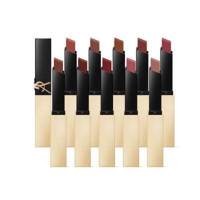 YSL Saint Laurent 聖羅蘭 奢華緞面絲絨唇膏，採用浮雕小金條設計，質地柔霧絲絨，輕盈貼合唇部，提供長效持色與豐潤感。適合各種膚質，法國原廠製造，貨源，保質期為3年，請詳閱產品包裝標示。