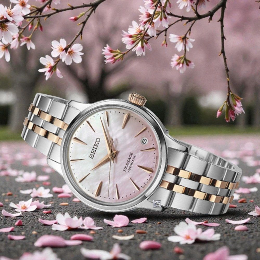 SEIKO 精工Presage Cocktail Time系列櫻花色機械錶女錶-4R35-06X0P