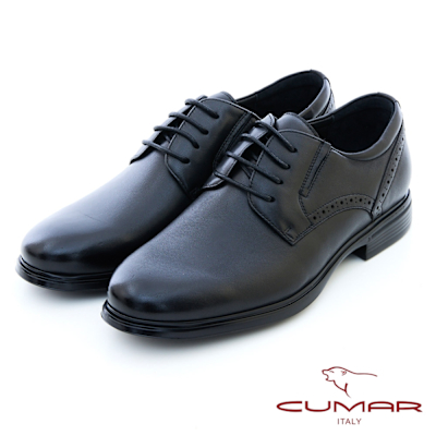 【CUMAR】】素面綁帶氣墊皮鞋-黑色