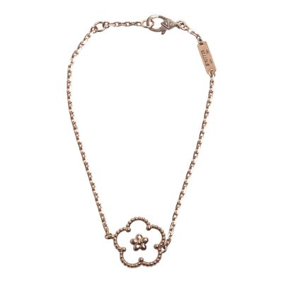 Van Cleef & Arpels 經典Lucky Spring 18K玫瑰金珍珠母貝梅花墜飾手鍊(白/玫瑰金)
