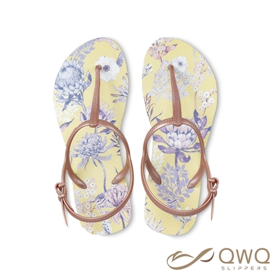 【QWQ】女款繪圖綁帶T字涼鞋-露台上的波麗-皇后普蒂亞-夾腳顯瘦涼鞋(GIPL00409)