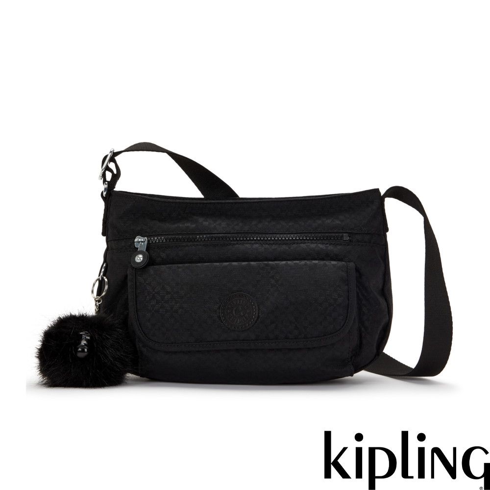 Kipling (網路獨家款)黑色幾何印花多袋收納側背包-SYRO U