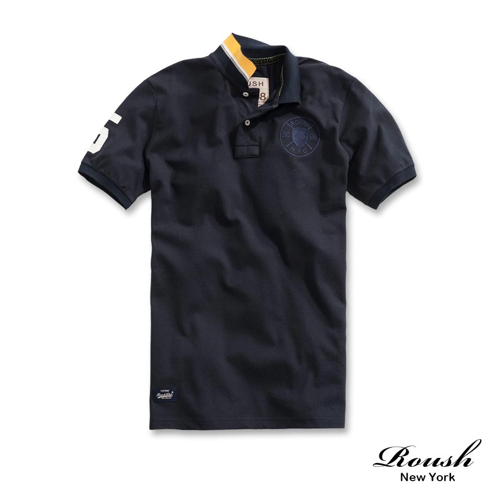 Roush #5貼布美式圓形盾牌網眼POLO衫(2315229) (深藍)