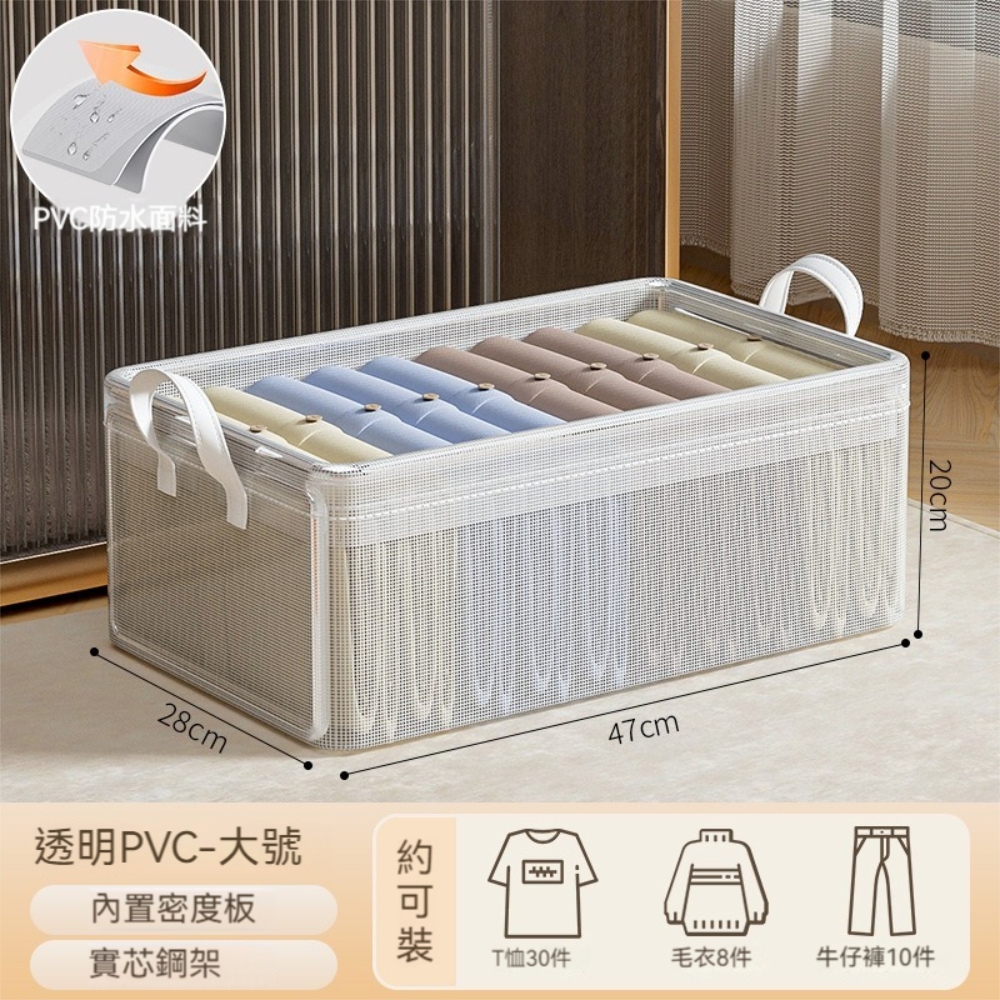 荷生活】加厚耐磨鋼骨結構可折收納箱可透視材質分層疊加換季整理箱-三款各1入組| 折疊式| Yahoo購物中心