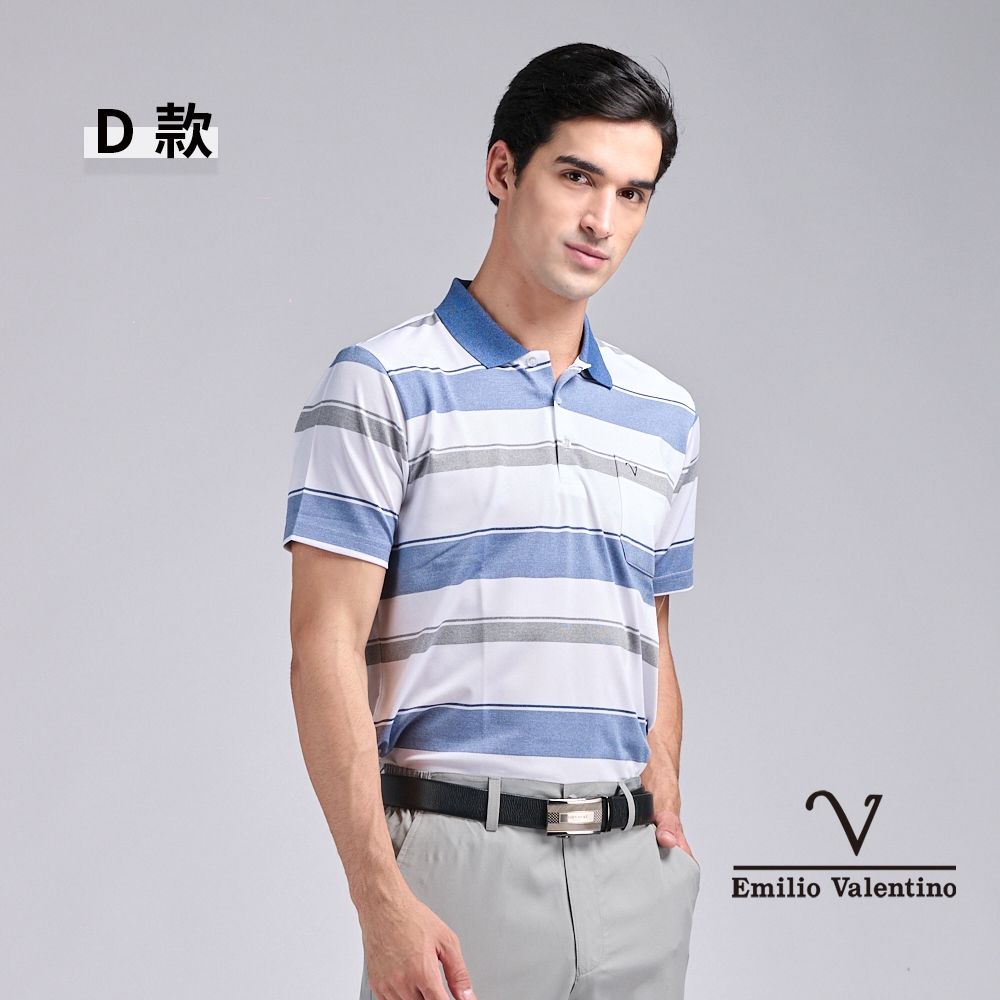 Emilio Valentino 范倫鐵諾 男女款 短袖POLO衫 商務休閒 男 女上衣 吸濕排汗 涼爽透氣 口袋 MIT(多款選) (D款)